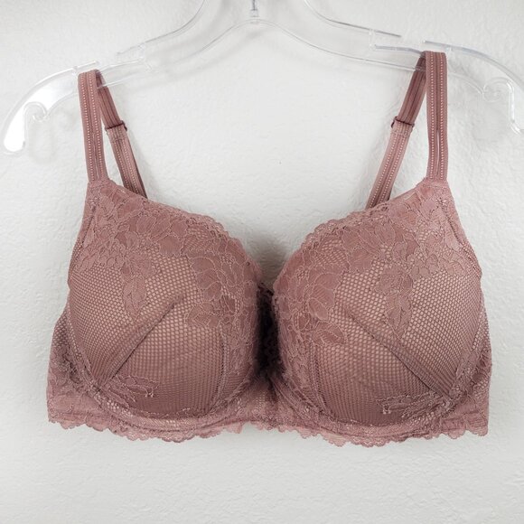 Torrid Curve Pink Lace Bra Size 46B Push Up Plunge Adjustable Women's Wired - Picture 1 of 10